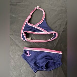 American Girl 2PC DOLL BIKINI BATHING SUIT BEACH OUTFIT PINK & NAVY WITH ANCHOR